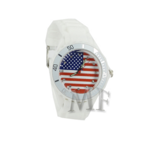 montre silicone avec motif US flag