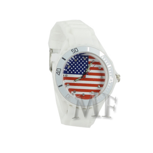 montre silicone avec motif US flag