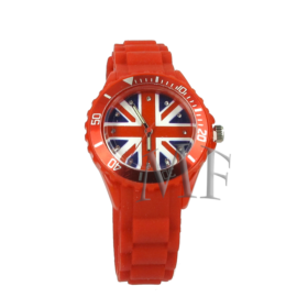 montre motif anglais silicone rouge étanche