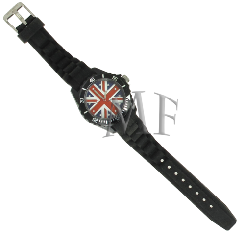 montre silicone drapeau anglais union jack noire