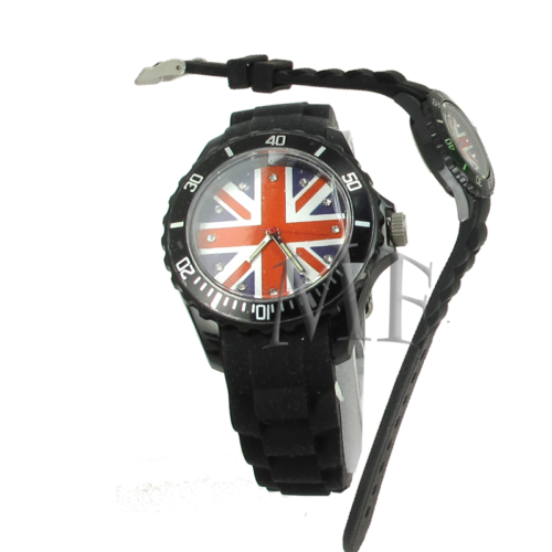 montre étanche silicone motif flag anglais