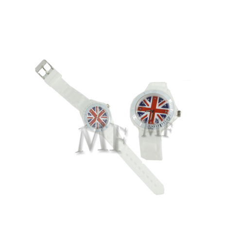 montre britania étanche motif anglais silicone blanc