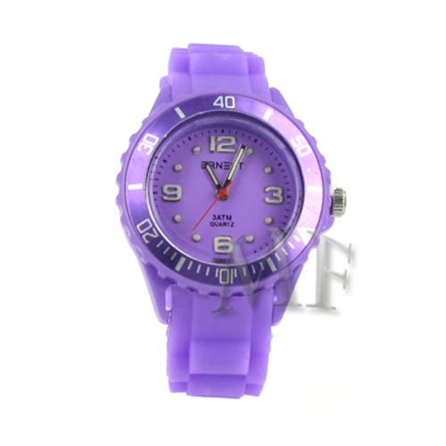montre bracelet silicone violet lilas
