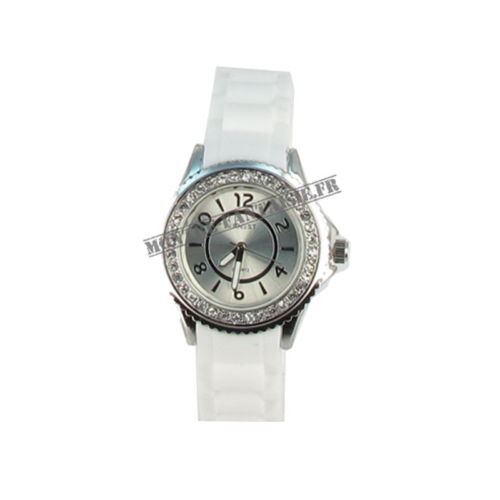 montre femme bracelet fantaisie silicone blanc