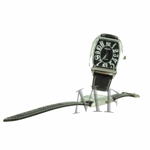 montre bracelet cuir noir- modele Gemini pour homme