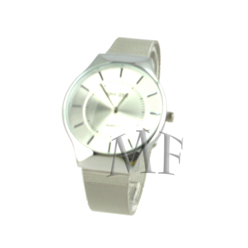 montre femme bracelet acier blanc brillant