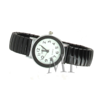 Montre Femme Silverora Cadran Noir - Bracelet Élastique Ajustable | Quartz Analogique Chiffres Arabes