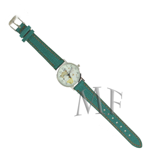 montre enfant fantaisie cuir vert