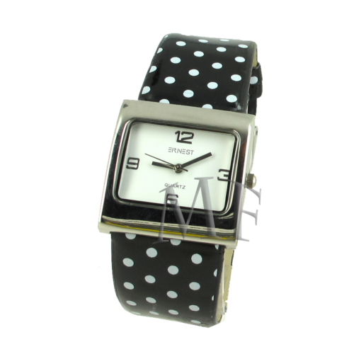 montre fantaisie femme vichy noire et blanche