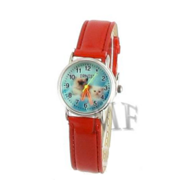 montre enant bracelet rouge