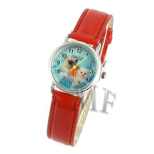 montre bracelet cuir rouge pour jeune fille 7 12 ans