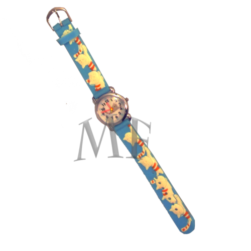 montre bracelt enfant fille et garçon motif chat bleu et blanc