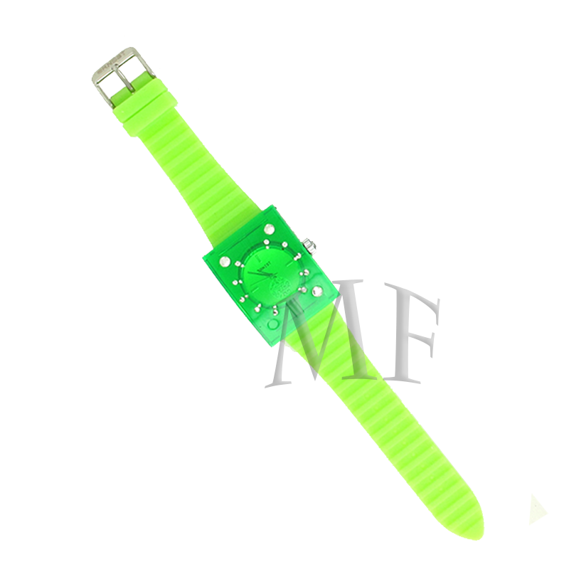 montre bracelet silicone style disco, couleur verte