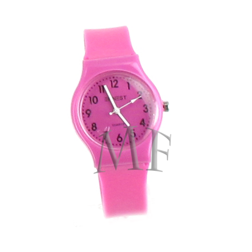 Montre bracelet fin silicone TicTok rose