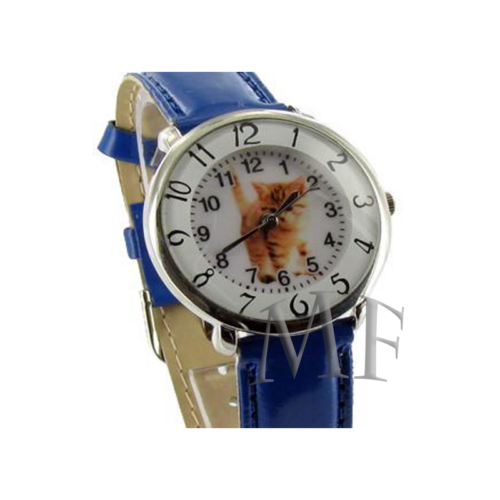 Little Cat Montre bracelet cuir bleu – Image 4