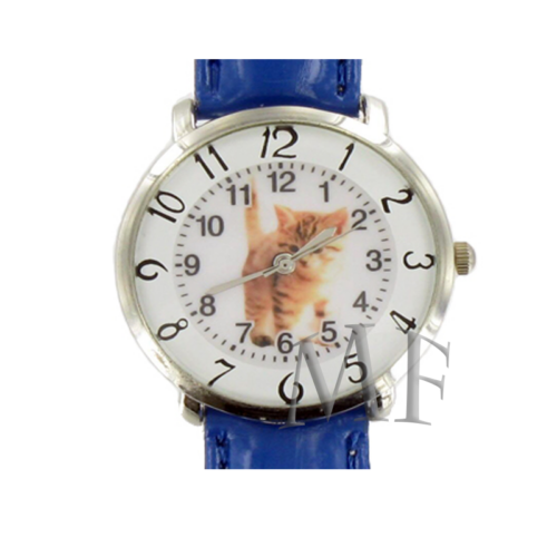 Little Cat Montre bracelet cuir bleu – Image 3