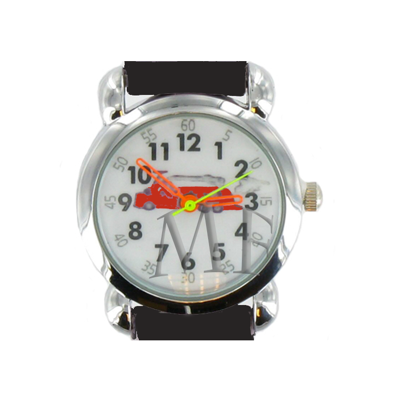 Montre Numérique Enfant – Motif Camion De Pompiers – Étanche – Apprentissage De L’heure – Design Fun Et Coloré