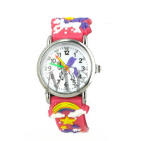 montre enfant motif licorne. couleur rouge