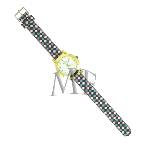 montre bracelet femme fantaisie en tissu vichy