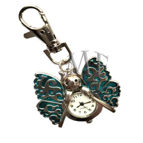 Montre porte clé papillon bleu