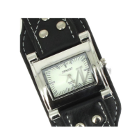 ROCK montre cuir noir clouté