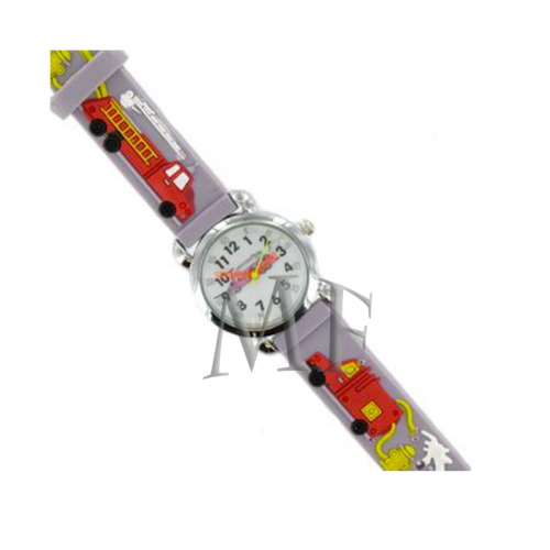 montre enfant avec motif camion pompier rouge