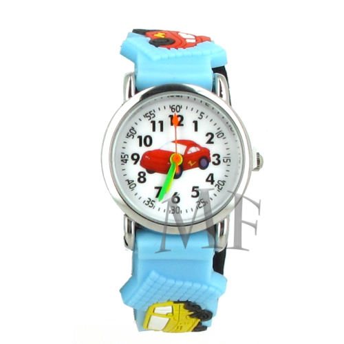 montre enfant silicone . lecture facile pour apprendre l'heure. motif VOITURE CAR